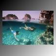 Underwater view of a couple swimming by the Galli Islands on Amalfi Coast